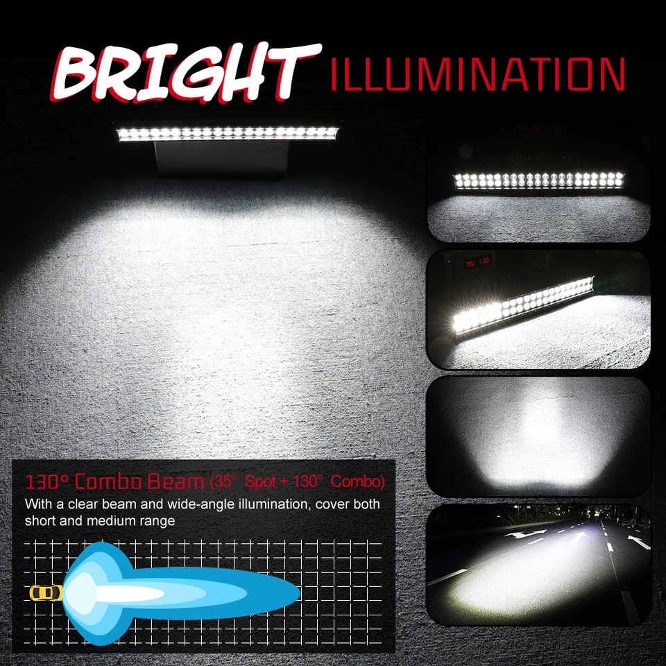 Combo de barra de luz LED de trabajo de 20" para todoterreno ATV Ford F-150 parachoques inferior Foto 2 de 4