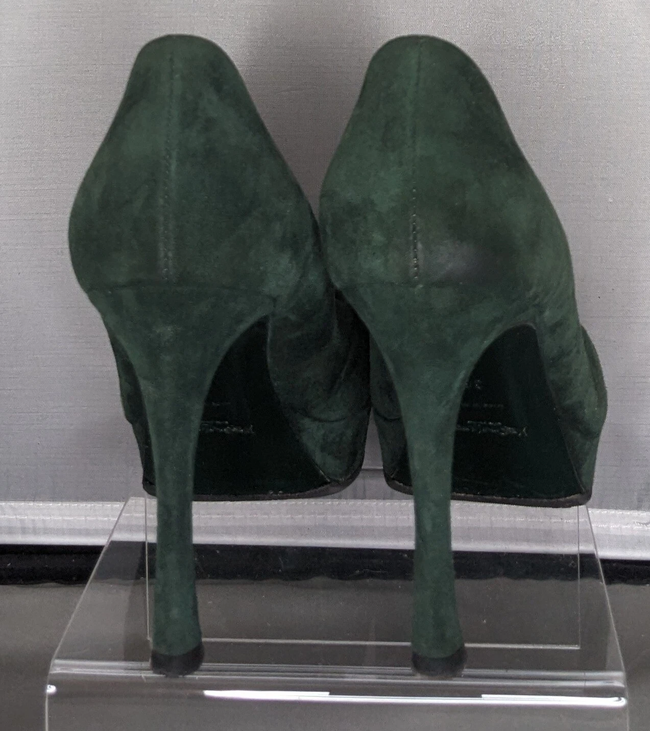 SAINT LAURENT (YSL) Scarpe decolte donna Yves St. Laurent Hunter verde scamosciato plateau tacco 4" misura 6