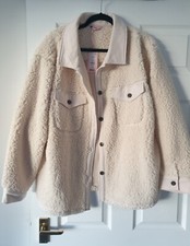 Bnwt Boux Avenue Cream Borg Shacket / Jacket In Size 18