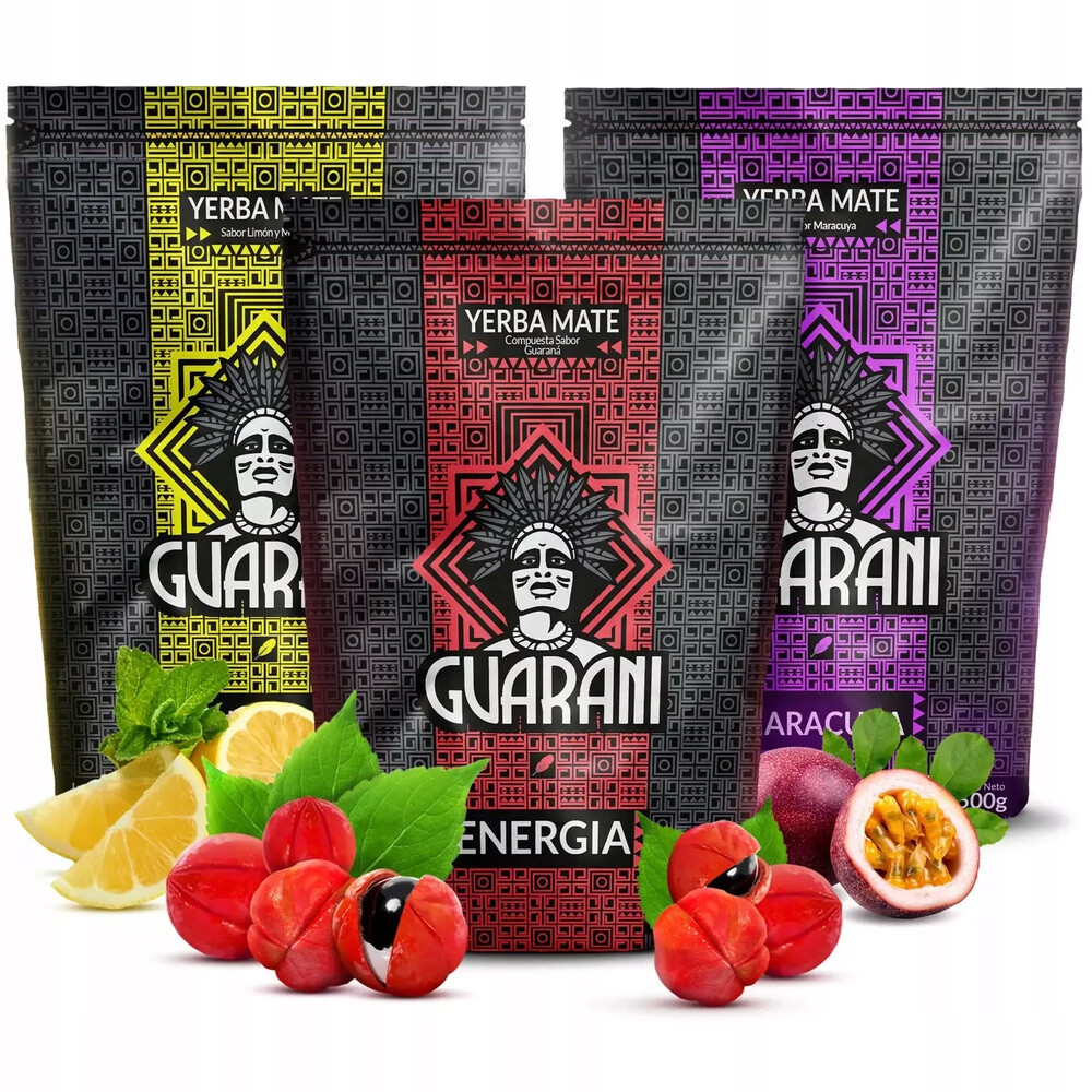 Mate Té Yerba Guaraní Menta Limón Maracuya Energía con Guaraná 3x500g
