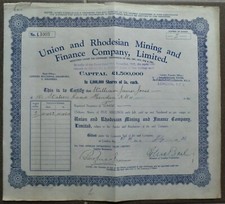 Union & Rhodesian Mining & Finance Company Ltd., London, 1935 (2 Shares)