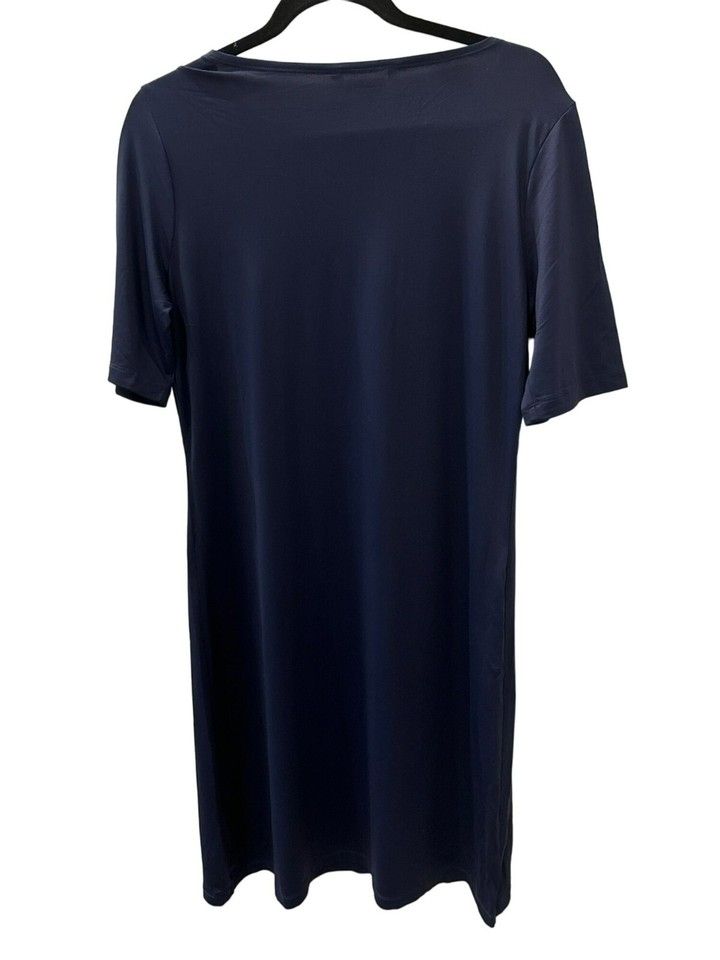 Travelsmith Navy Blue Swim Cover Up Dress Size Medium Short Sleeve
