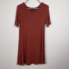 Forever 21 Women’s Short Sleeve Knee Length Dress Rust Brown Size Medium P11