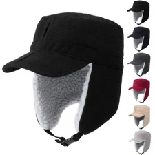 Winter Brim Trapper Hat Warm Visor Outdoor Hat Earflap Ski Cadet Baseball Cap
