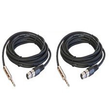 2Pcs 15ft 3-Pin XLR Female Cable to 6.35mm Male XLR Cables Quarter Inch Stereo