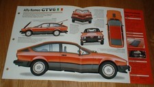 1986 Alfa Romeo Gtv6 Spec Sheet Brochure Poster Print 86 81 82 83 84 85 87 Gtv