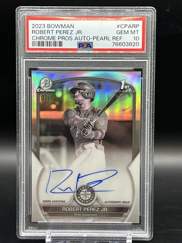 2023 Bowman Chrome ROBERT PEREZ JR Pearl Refractor Auto /10 PSA 10 POP1 Mariners