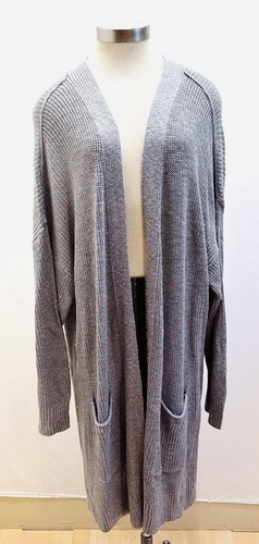 NWT SONOMA Women Long Sleeve Open Front Knit Gray Long Cardigan Sweater Size 3X