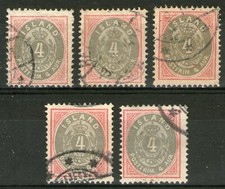 ISLANDE:  n°21 x5ex. oblitérés  (cote 110€)