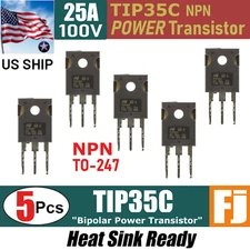 5 pcs TIP35C TIP35 NPN High Power Transistor 25A 100V Bipolar TO-247 | US Ship