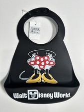Walt Disney World Minnie Mouse Rubber Baby Bib With Catch Tray, NEW
