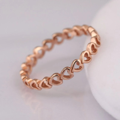 Roségold verbunden Liebe Herz Herzen Stapelbar Valentinstag Ring Gr.56 P