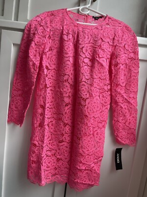 DKNY BEAUTIFUL SEXY HOT PINK CROCHET LACE SUMMER PARTY TUNIC DRESS M  NWT$335 | eBay