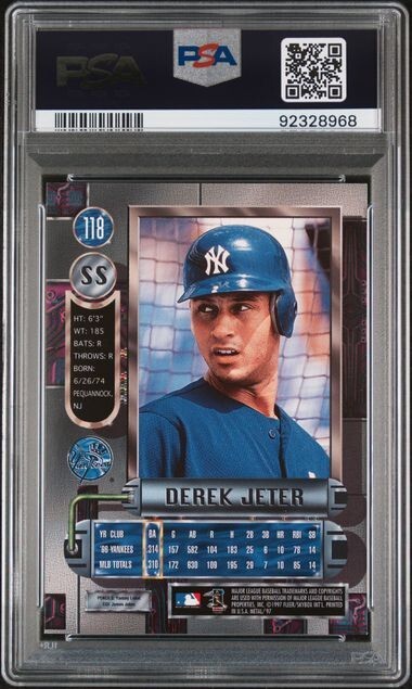 DEREK JETER 1997 Fleer Metal Universe #118 PSA 8 NM-MT view 2