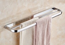 Bathroom Wall Mounted Polished Chrome Brass Double Towel Bar Rack Towel Holder