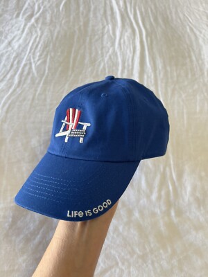 Life Is Good | One Size | USA Patriotic Beach Lounge Chair Adjustable Hat/Cap