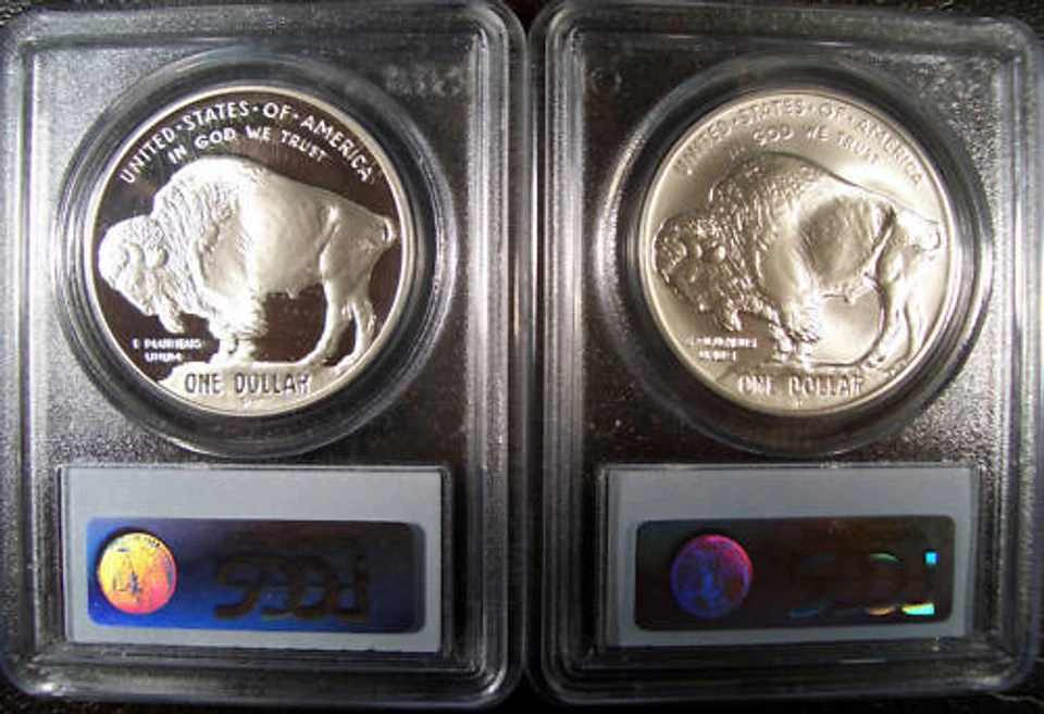 2001-P&D 2 BUFFALO SILVER DOLLARS  PCGS PR69DCAM & MS69 - Image 2 of 2