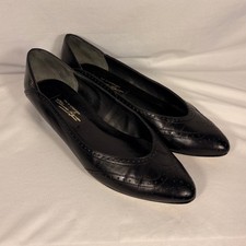 Etienne Aigner Black Leather Wingtip Brogue Low Wedge Pumps 7464 Mens 8.5N