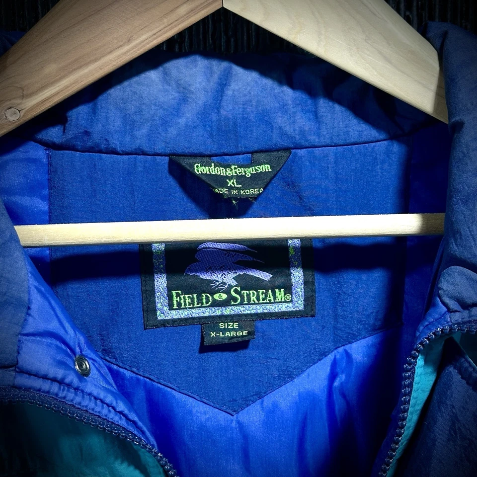 90s Vintage Field & Stream Gordon & Ferguson Men's XL Teal Nylon Puffer Jacket - Image 3 of 3