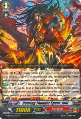 ROARING THUNDER SPEAR, JALIL G-BT09/031EN R CARDFIGHT!! VANGUARD MP