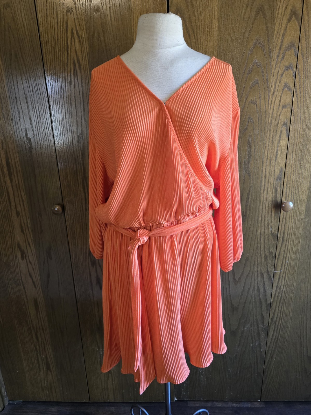 White Birch Orange Elastic Waist Belted Romper Women's 1X Pre-owned EUC