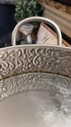 Silver Tone Large Oval Butler Heavy Handles Scrolled Embossed Oval Serving Tray — photo 5