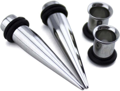 1 Gauge Ear Stretching Kit - (1G - 7Mm) 2 Steel Tapers & 2 Steel Tunnels (4 Piec