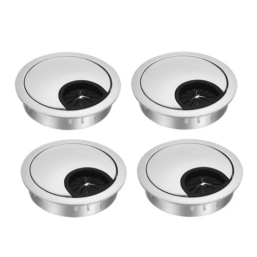 Cable Hole Cover, 2-1/8" Zinc Alloy Desk Grommet, 4 Pcs (Silver Tone)