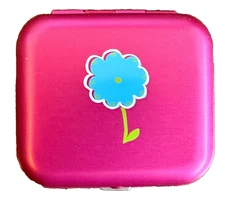 Wellspring Pillbox Pill Box Small for Pills/Meds/Jewelry Flower ‎2.2"x2"x0.5"
