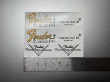 1Set For Fender Stratocaster Guitar Bass Headstock Waterslide Decal Metallic Ink