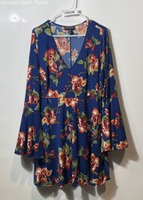 Forever 21 Womens Multicolor Floral Long Bell Sleeve Fit And Flare Dress Size 1X