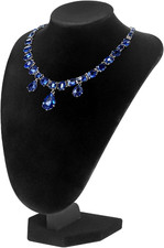 Professional 3D Necklace Display Stand, Black Velvet Jewelry Bust Holder, 9.6 In