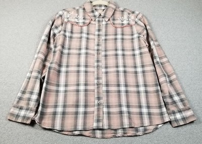 VINTAGE THREADS Button Up Shirt Women s Small Plaid Floral Flannel Western Rodeo