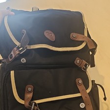 GOgroove Black Canvas Camera Backpack with Padded Compartments, Brown Trim