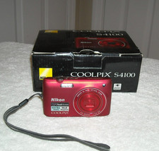 Nikon COOLPIX S4100 14MP Digital Camera Red - Lens Sticking. For Parts or Repair