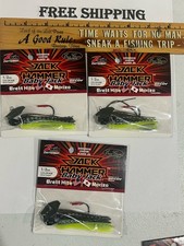 LOT OF 3 Baby Jack Hammer Zman Chatterbait Evergreen 1/2 Oz BHITE DELIGHT COLOR