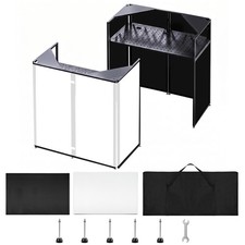 Portable DJ Facade Booth, Foldable Table 40x20x45in Single Layer, Black