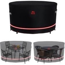 Wetterfeste Abdeckung f&uuml;r runde Tisch-Sets, Innen & Au&szlig;en, &Oslash;205 x 89 cm, Schwarz