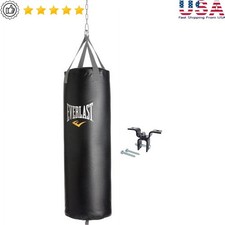 70lb Heavy Bag W/ Hanging Beam Durable Faux Leather Boxing Kit Home Workouts New