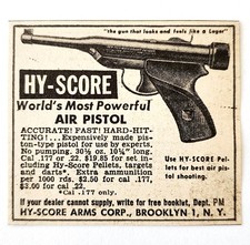 1947 Hy-Score Arms Air Pisol Gun Advertisement Hunting Vintage Firearms E8G