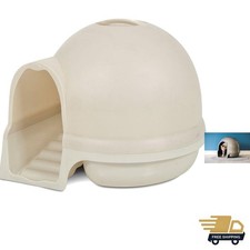 Eco-Friendly Covered Cat Litter Box with Charcoal Filter - Pearl White Dome