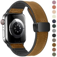 Leather Watch Band   Magnetic Clasp   Apple Watch Compatible   Adjustable