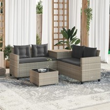Gartensofa L-Form mit Tisch Gartenmöbel Sofa Sitzgruppe Poly Rattan vidaXL