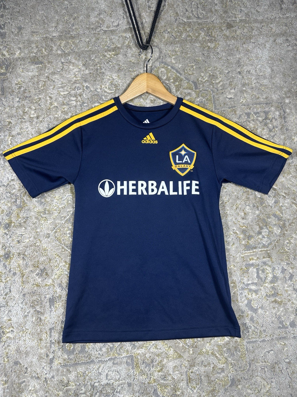 Vtg Authentic 2009 LA Galaxy David Beckham 23 Away Soccer Jersey -Youth Medium