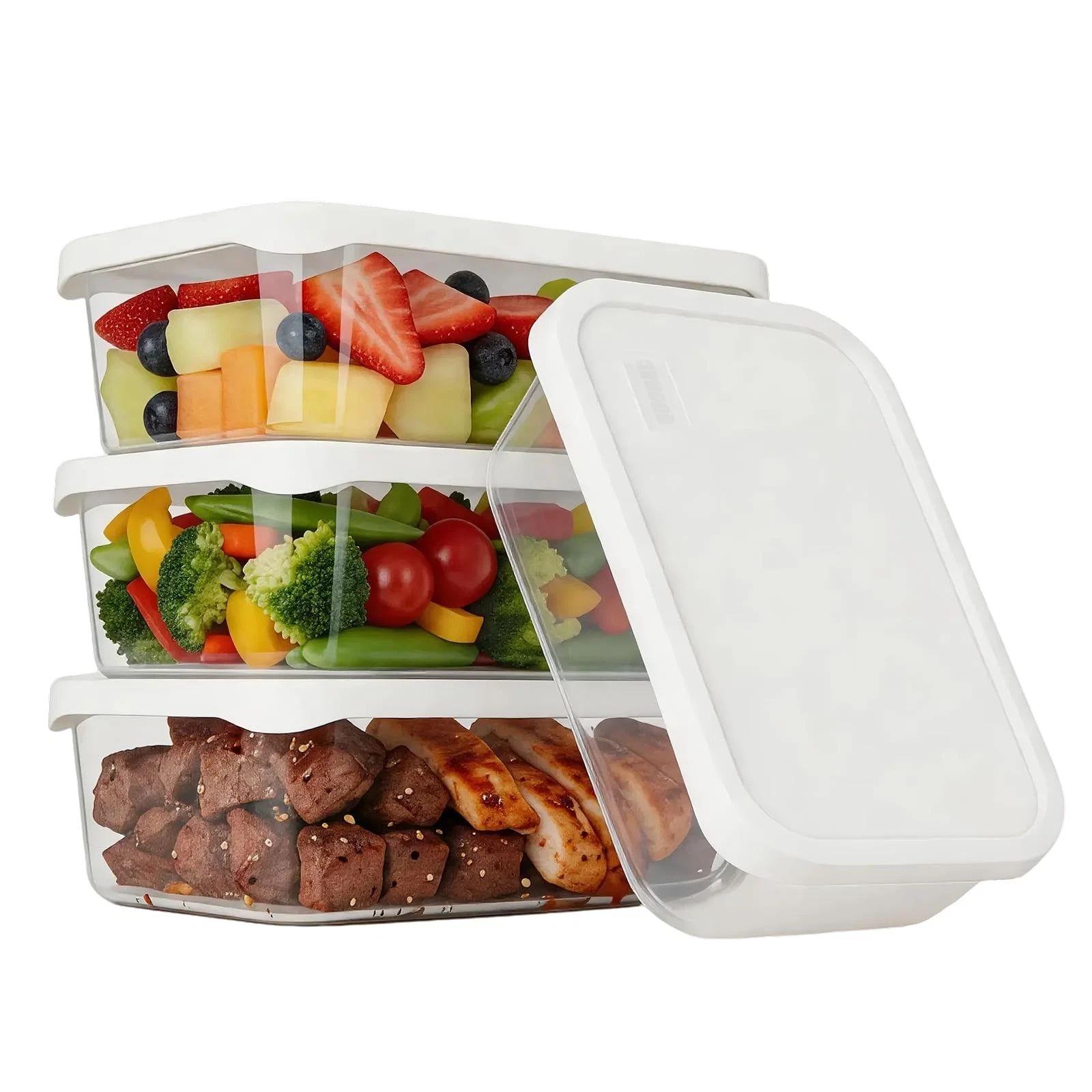 Food Storage Containers 4-Pack, 4.7 Cup Leakproof Lunch Boxes with Silicone L...