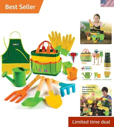 Kids Gardening Tool Set 12 PCS - Kids Gardening Tools Shovel Rake Fork Trowel...