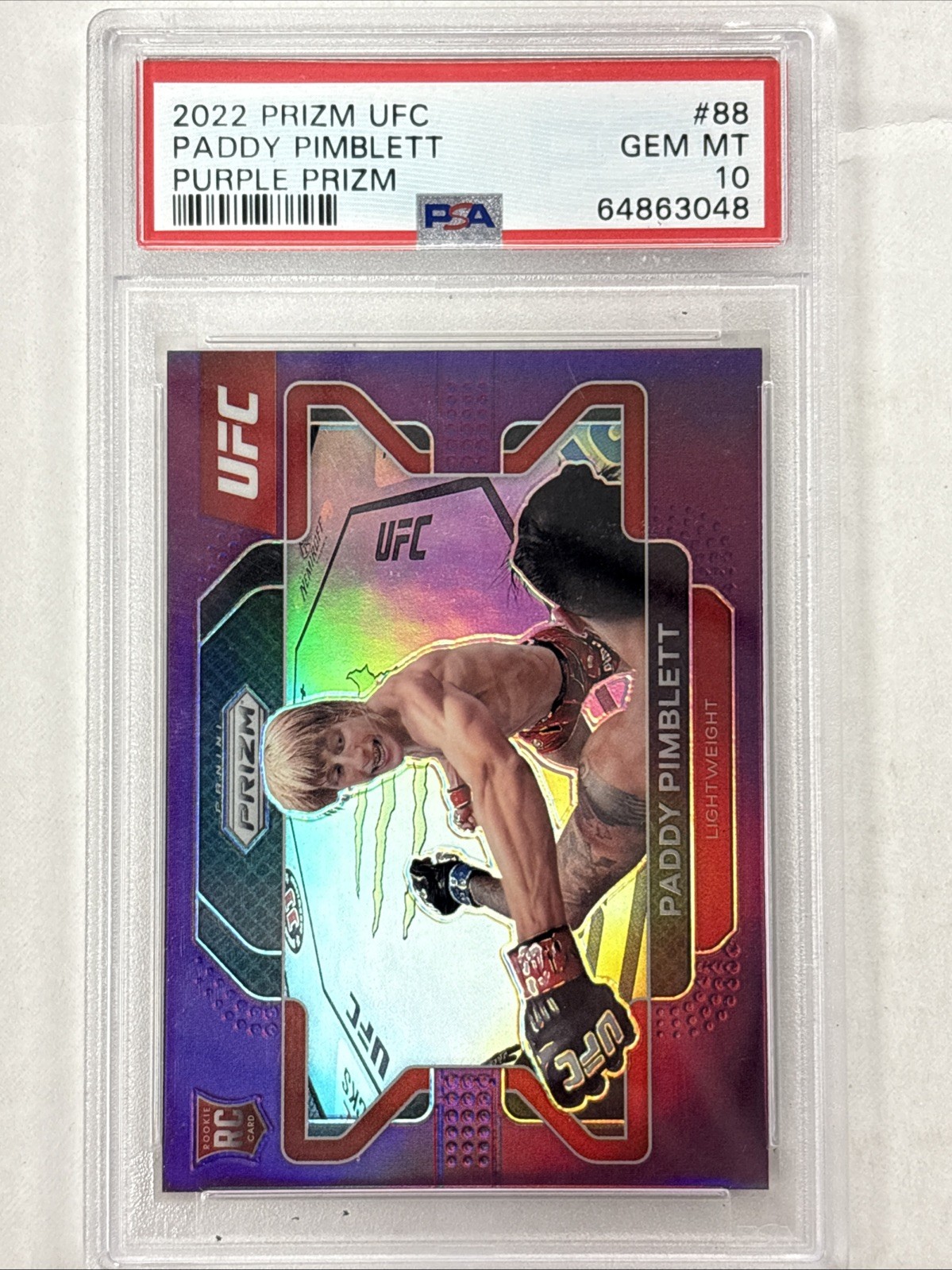 PADDY PIMBLETT PSA 10 2022 PANINI PRIZM UFC #88 PURPLE PRIZMS ROOKIE RC #/149