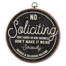 Round Canvas Frame Wall Art Decor-10" No Soliciting Black black no soliciting