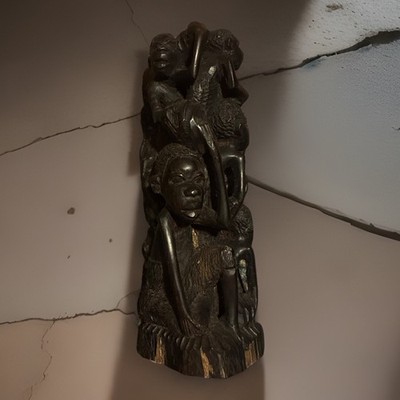 African Blackwood Makonde Tree of Life Carved Sculpture Vintage Ujamaa Art