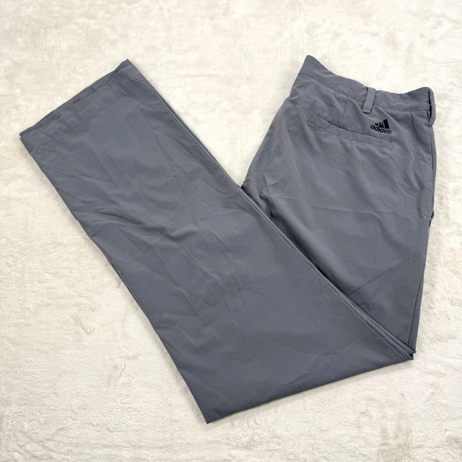 Adidas Men's Gray Performance Pants Straight Zip Polyester Size 36x32